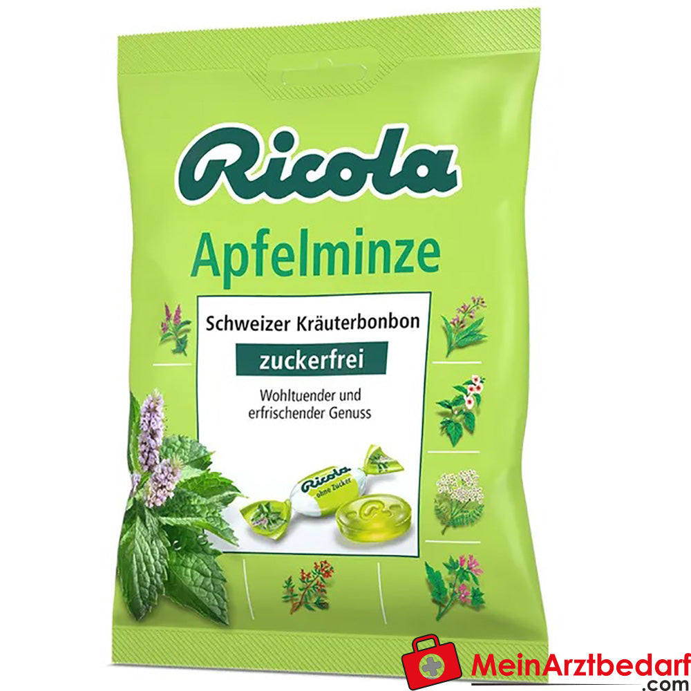 Ricola® Schweizer Kräuterbonbons Apfelminze ohne Zucker, 75g.