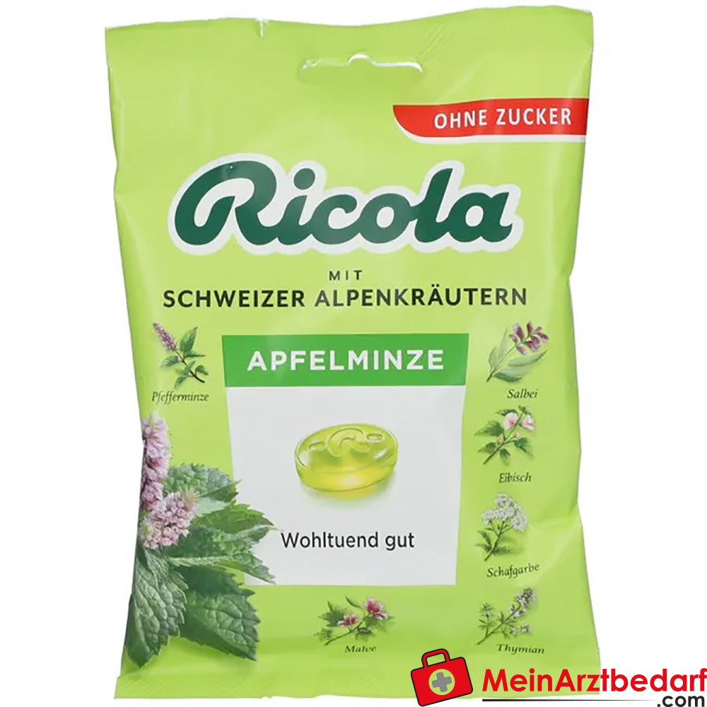 Ricola® Schweizer Kräuterbonbons Apfelminze ohne Zucker, 75g.