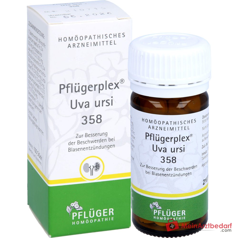 Pflüger Pflügerplex Uva ursi 358 Aconitum napellus / Arctostaphylos uva-ursi / Colocynthis / Hydrargyrum bichloratum / Lytta vesicatoria / Solanum dulcamara / Thuja occidentalis tabletten, 100 st.