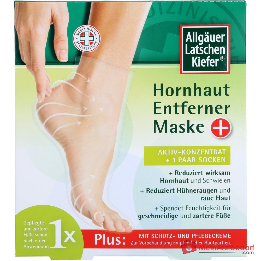Allgäuer Latschenkiefer Hornhaut Entferner Maske Plus mit Salicylsäure / Fruchtsäuren / Latschenkiefernöl Fußmaske, 1 Packung.