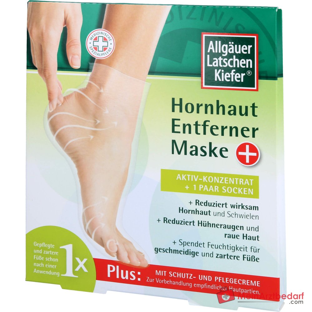 Allgäuer Latschenkiefer Hornhaut Entferner Maske Plus mit Salicylsäure / Fruchtsäuren / Latschenkiefernöl Fußmaske, 1 Packung.