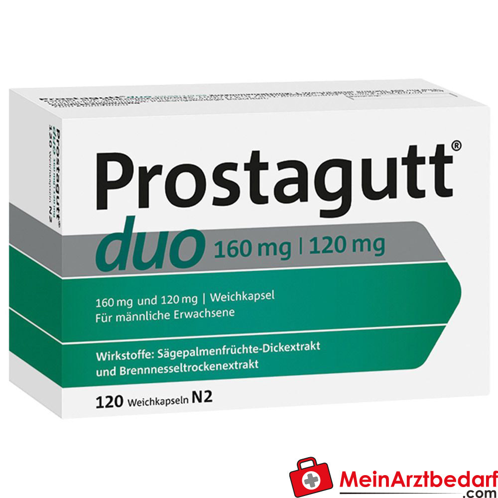 Prostagutt duo extrait épais de fruit de palmier scie / extrait sec de racine d'ortie gélules molles 160 mg/120 mg, 60 pièces.