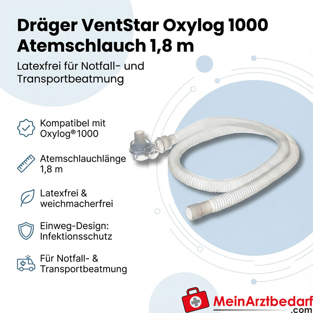 Dräger VentStar Oxylog 1000 ademslang 1,8 m latexvrij 25 st.
