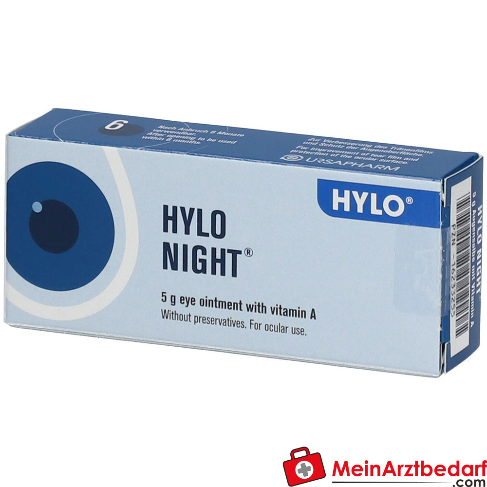 HYLO NIGHT® Augensalbe mit Vitamin A für die nächtliche Pflege der Augen, 5g.