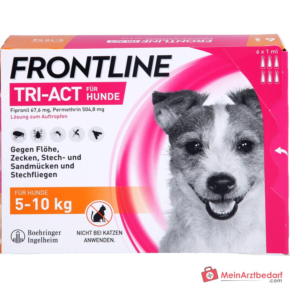 Frontline Tri-Act Perro 5-10 kg Fipronil y Permetrina Spot-On 6 piezas