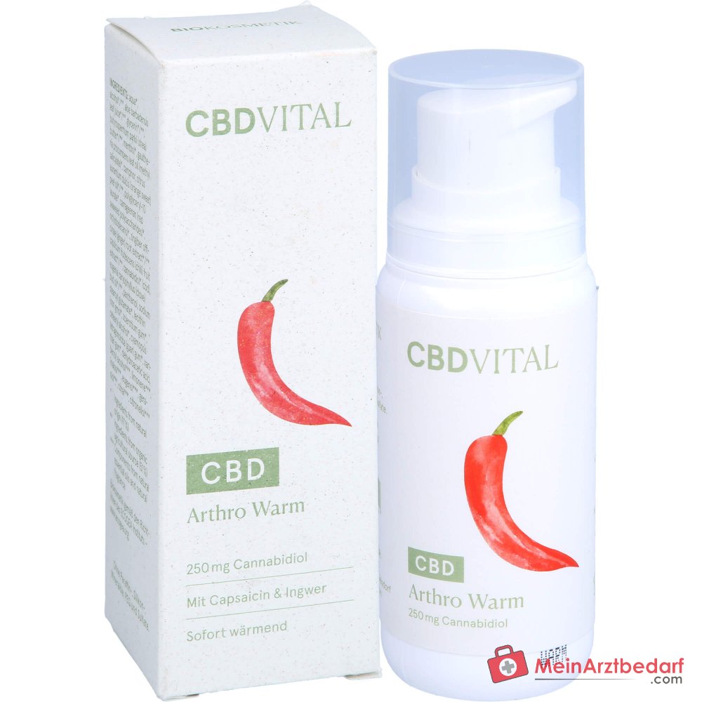 CBD Arthro Warm Cannabidiol / Extrait de Boswellia / MSM / Menthol / Camphre / Huile d'orange / Extrait de gingembre / Extrait de capsicum / Panthénol / Huile de clou de girofle / Crème chauffante Aloe Vera, 100 ml