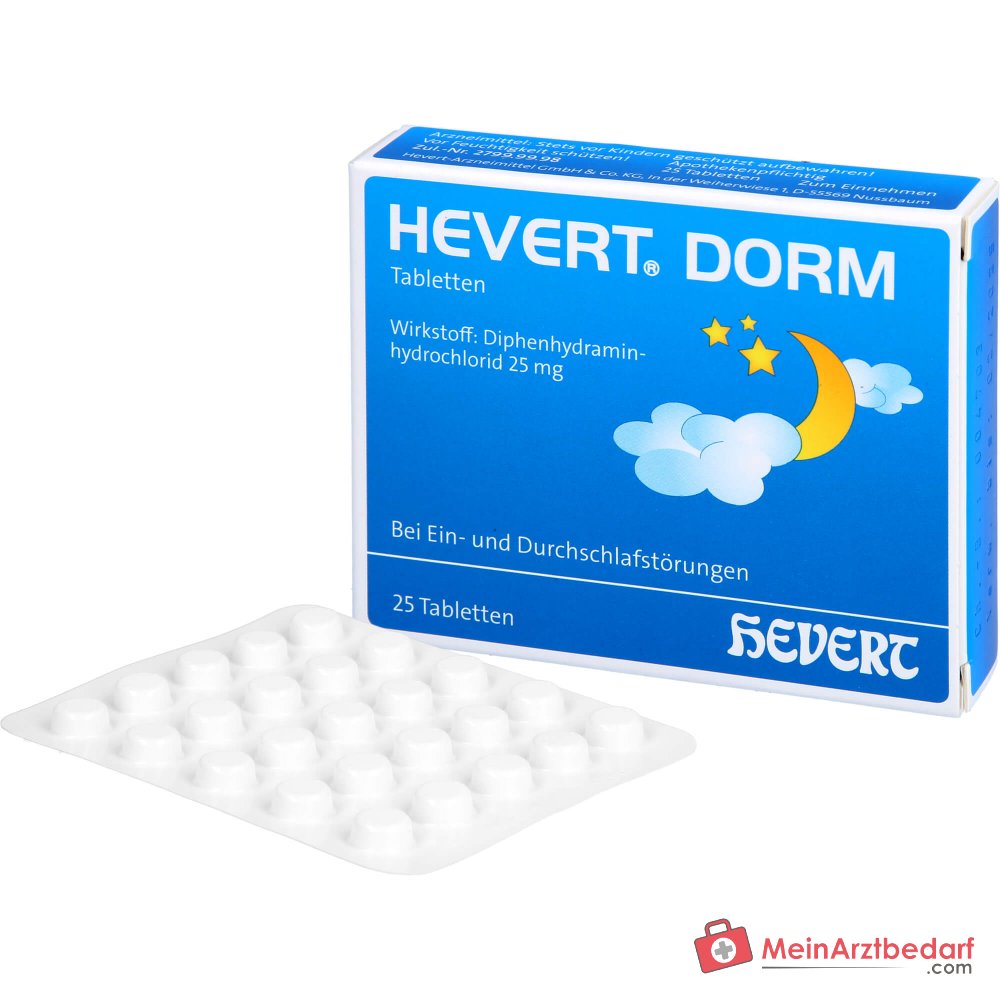 Hevert Dorm 25 mg Diphenhydramin Tabletten 20 Stück, 25 St.