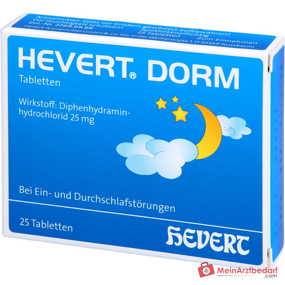 Hevert Dorm 25 mg Diphenhydramin Tabletten 20 Stück, 25 St.