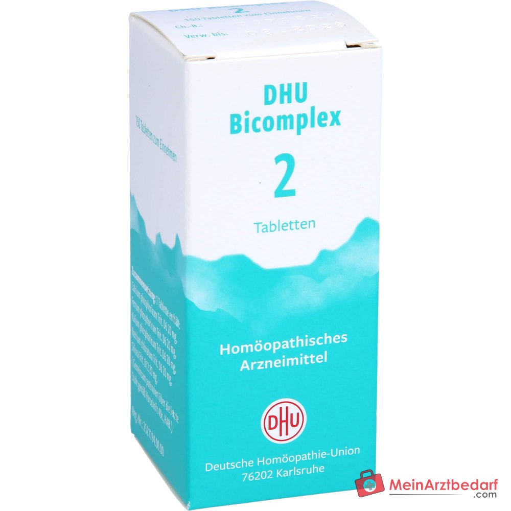 DHU Bicomplex 2 Tabletten – Calcium phosphoricum D6, Ferrum phosphoricum D6, Kalium phosphoricum D6, Natrium chloratum D6, Silicea D12, 150 Stück