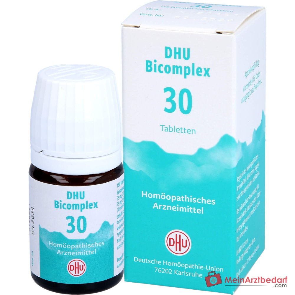 DHU Bicomplex 30 Tabletten 25 mg – Kalium chloratum D6 / Calcium fluoratum D12 / Calcium phosphoricum D6 / Acidum silicicum D12 Packung