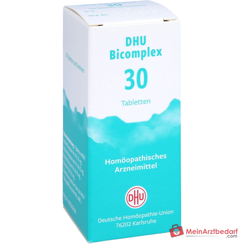 DHU Bicomplex 30 Comprimés 25 mg - Kalium chloratum D6 / Calcium fluoratum D12 / Calcium phosphoricum D6 / Acidum silicicum D12 Boîte
