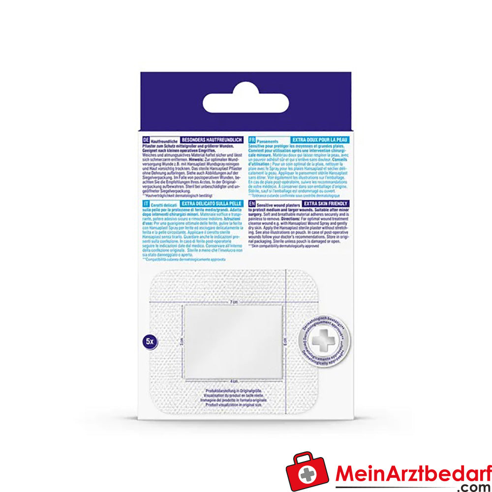 Hansaplast Sensitive XL 6 x 7 cm, 5 St..