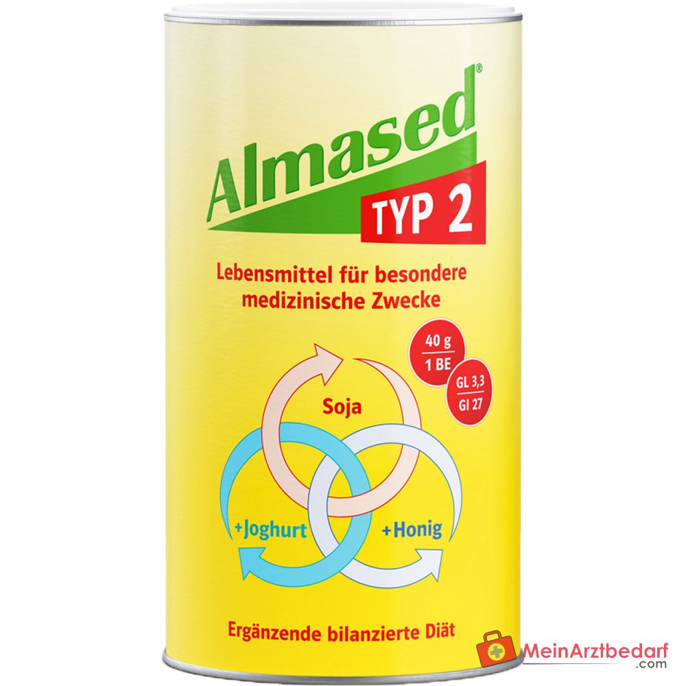 Almased Typ 2 Sojaeiweiß / Bienenhonig / Magermilch-Joghurtpulver Pulver, 500 g.