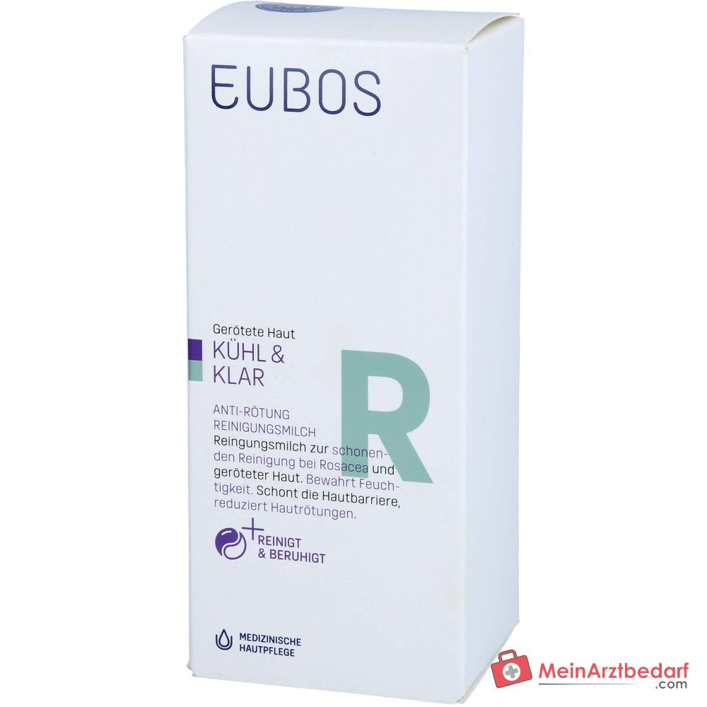 Eubos Kühl und Klar Anti-Rötung Reinigungsmilch Bisabolol / Jojobaöl / Hagebuttenkernöl / Pflaumenkernöl / Italienische Immortelle Reinigungsmilch, 150 ml.