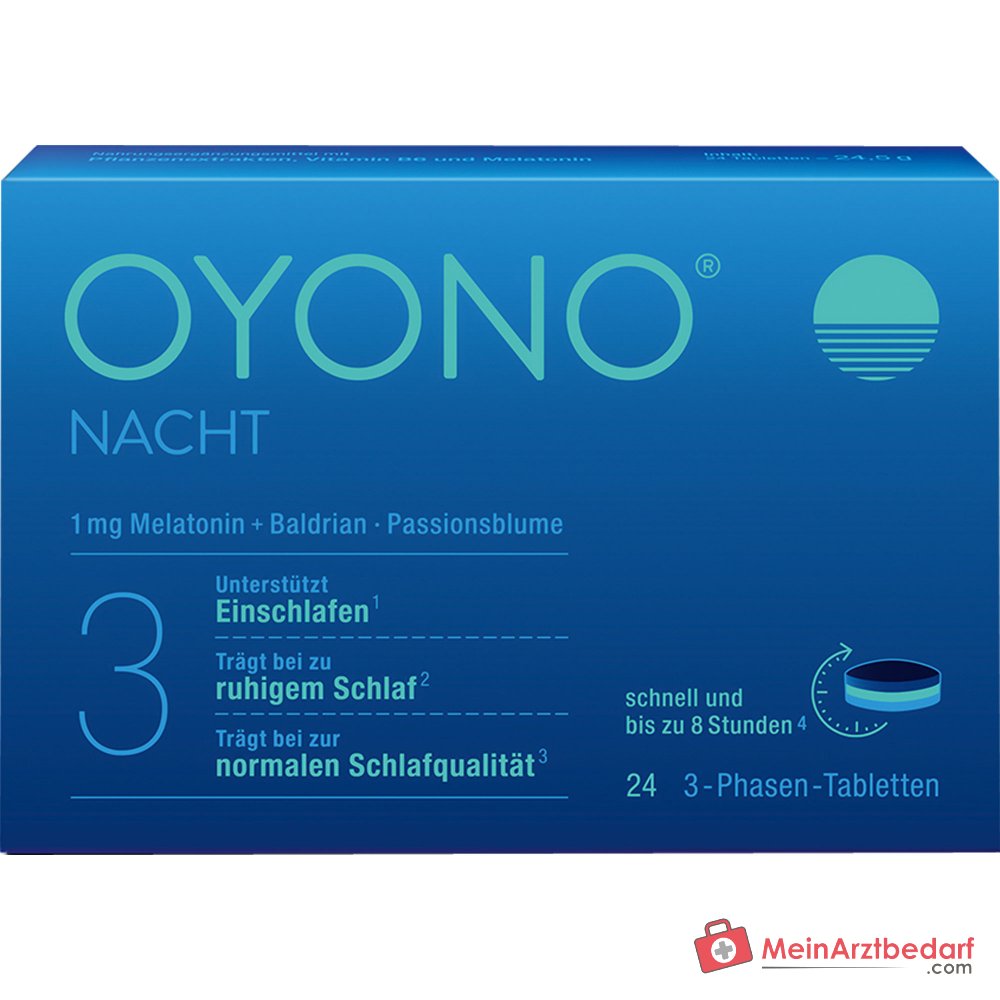 Divapharma Oyono Noche Valeriana / Flor de la pasión / Espino blanco / Melisa / Vitamina B6 / Melatonina Comprimidos, 24 unidades.