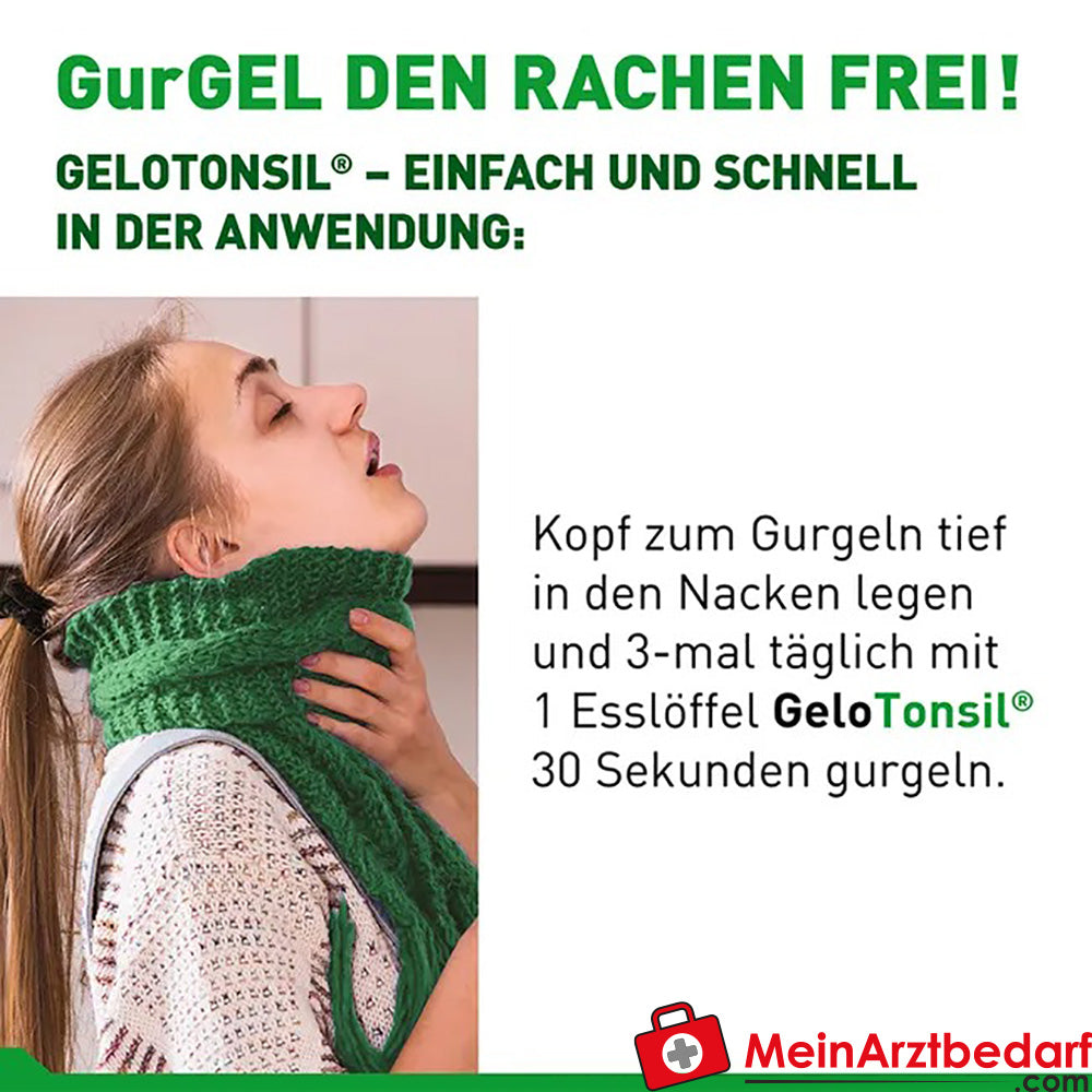 GeloTonsil Gurgelgel lindert Halsschmerzen und Schluckbeschwerden, 200ml.