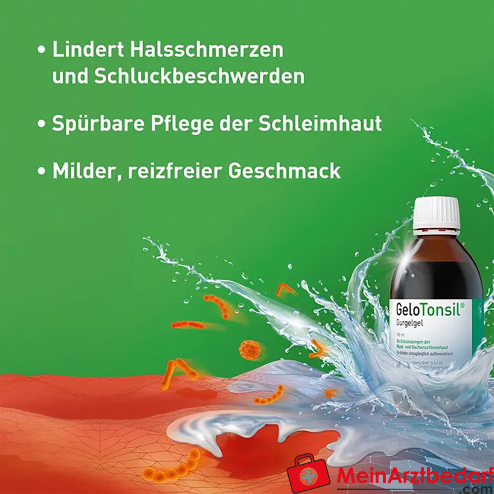 GeloTonsil Gurgelgel lindert Halsschmerzen und Schluckbeschwerden, 200ml.