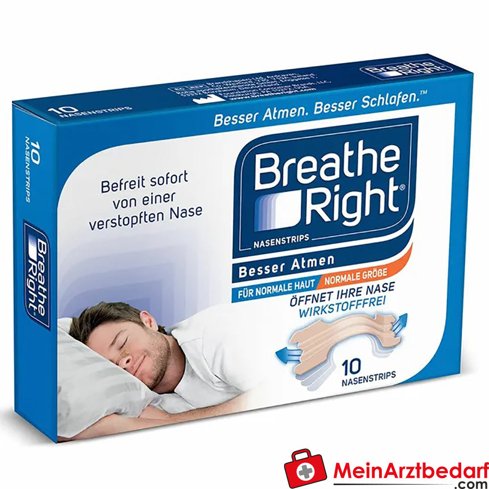 Besser Atmen Breathe Right Nasenpflaster Beige Normal, 10 St..