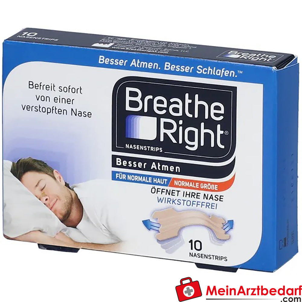 Besser Atmen Breathe Right Nasenpflaster Beige Normal, 10 St..