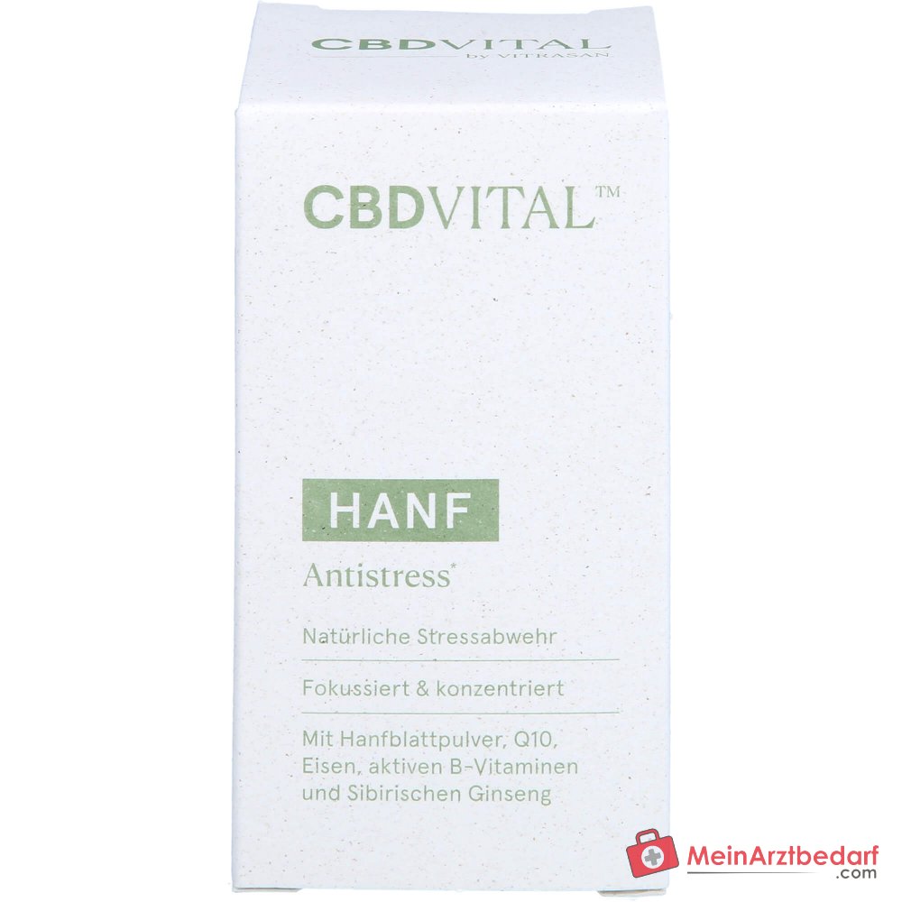CBD VITAL cápsulas antiestrés de cáñamo con hierro, vitaminas del grupo B activadas y ginseng siberiano 60 cápsulas