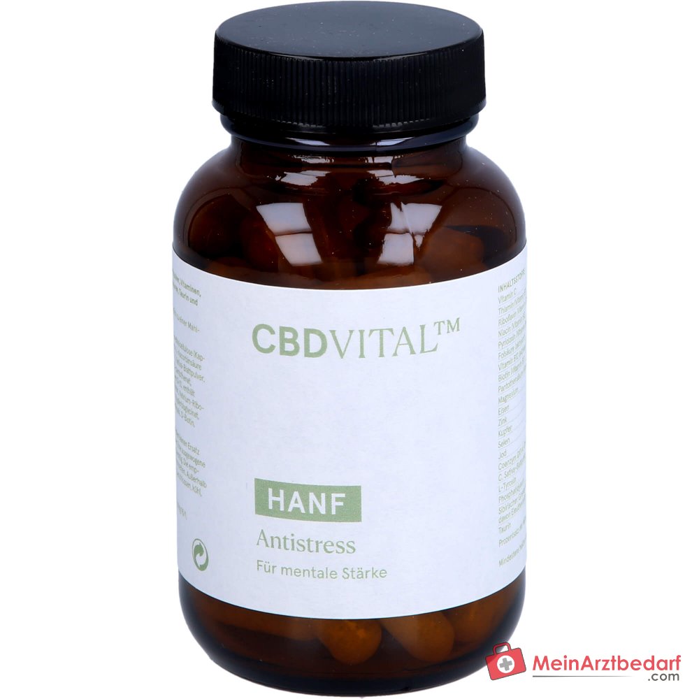 CBD VITAL cápsulas antiestrés de cáñamo con hierro, vitaminas del grupo B activadas y ginseng siberiano 60 cápsulas