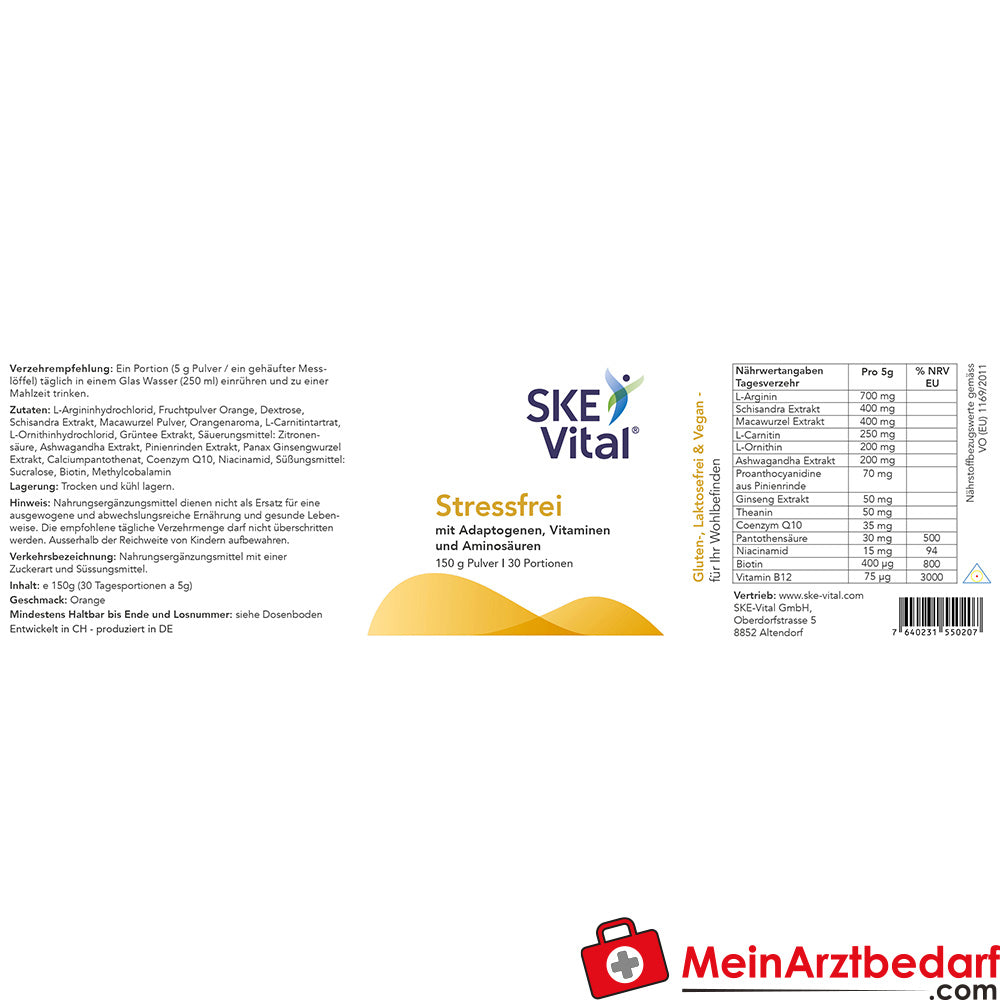 SKE Vital Stressfrei Pulver mit Ashwagandha & Schisandra 150 g.