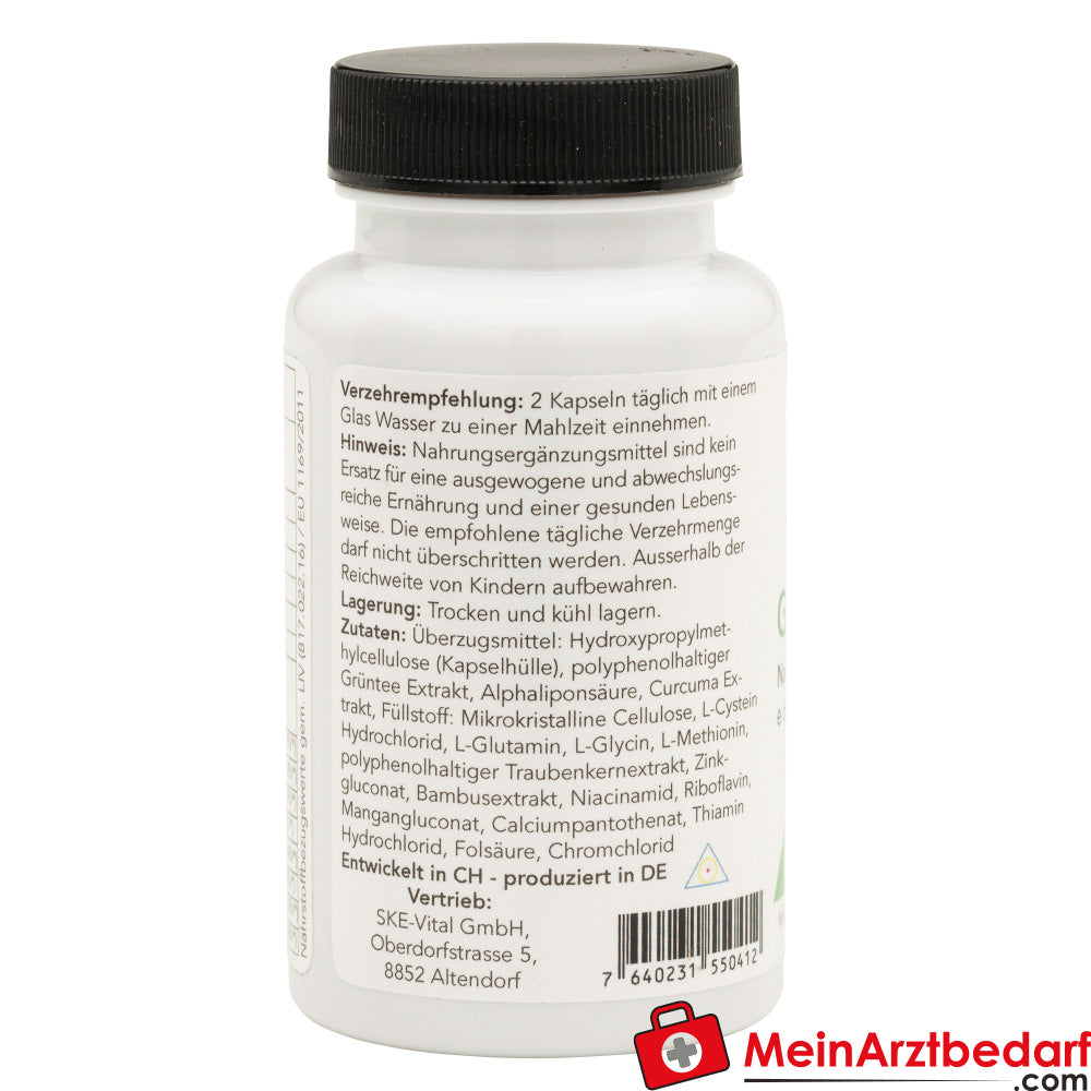 SKE Vital Green D-tox Plus Grüntee, R-Alpha-Liponsäure, Curcuma Kapseln 60 Stück.