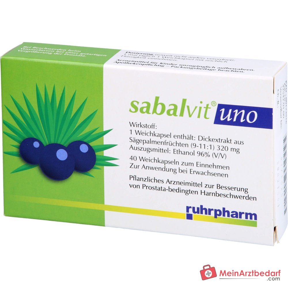 Ruhrpharm Sabalvit Uno Sägepalmenfrüchte-Dickextrakt Weichkapseln, 40 St.