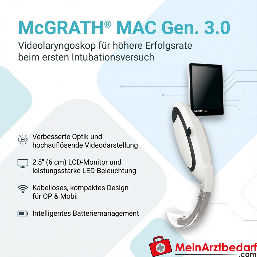 McGRATH MAC Videolaryngoskop Gen. 3.0, kabellos, 2,5 Zoll LCD, LED-Beleuchtung