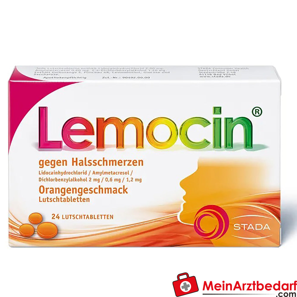 Lemocin gegen Halsschmerzen 2mg/0,6mg/1,2mg Orange.