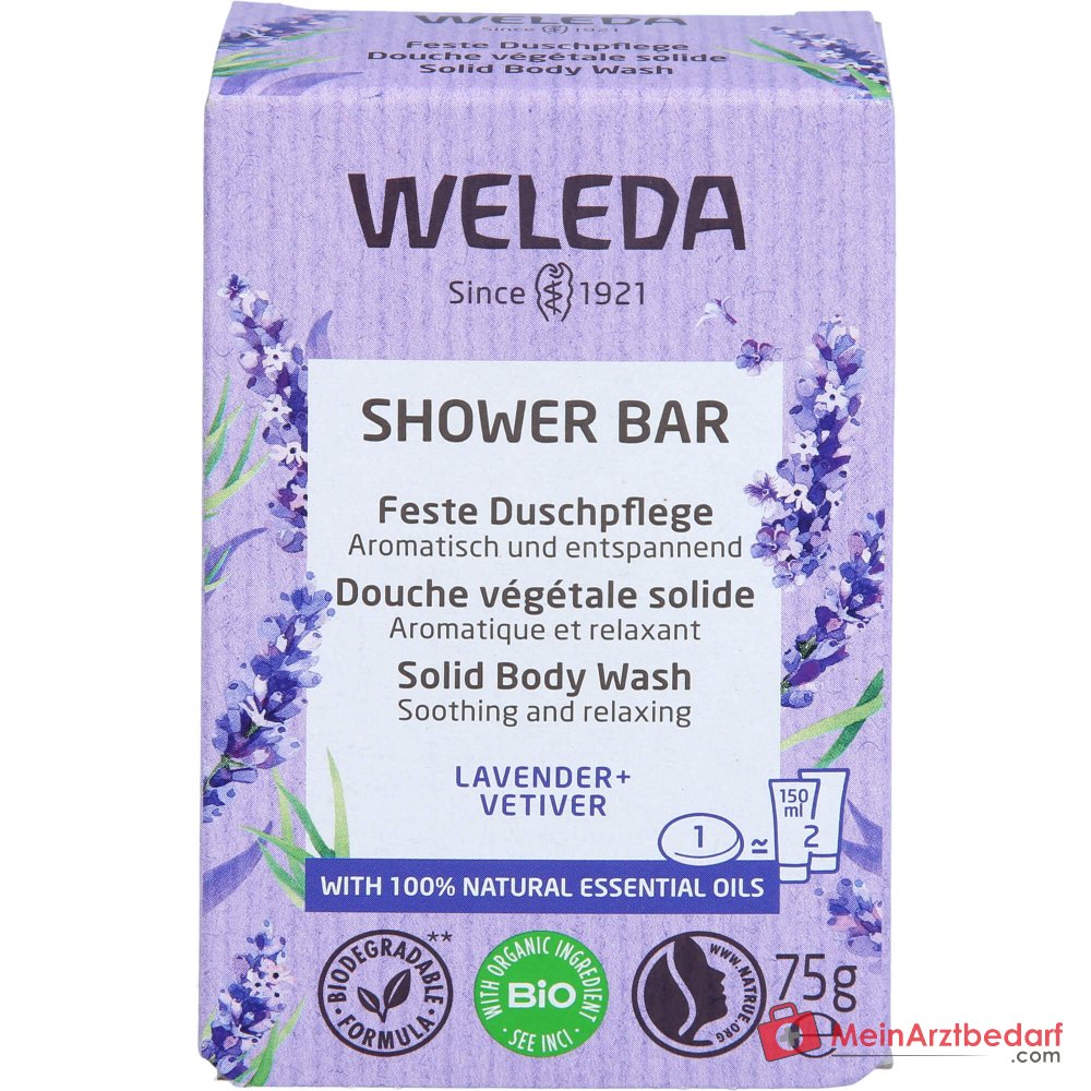 Weleda Cuidado de Ducha en Barra Lavanda y Vetiver con Manteca de Karité Orgánica, 75 g