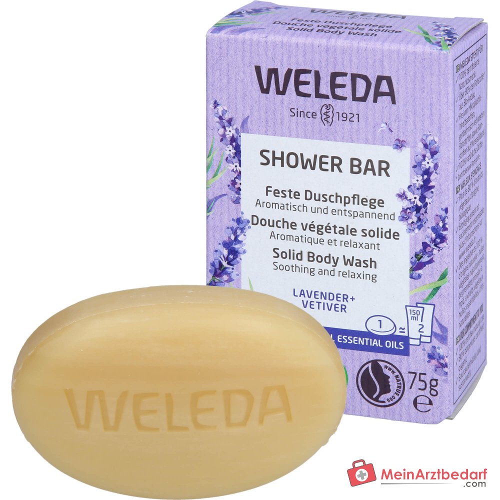 Weleda Cuidado de Ducha en Barra Lavanda y Vetiver con Manteca de Karité Orgánica, 75 g