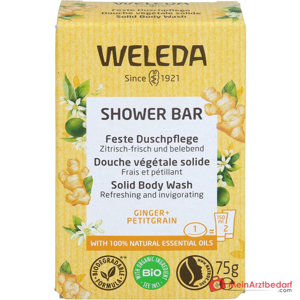 Weleda Cuidado de Ducha Sólido Jengibre + Petitgrain, 75 g