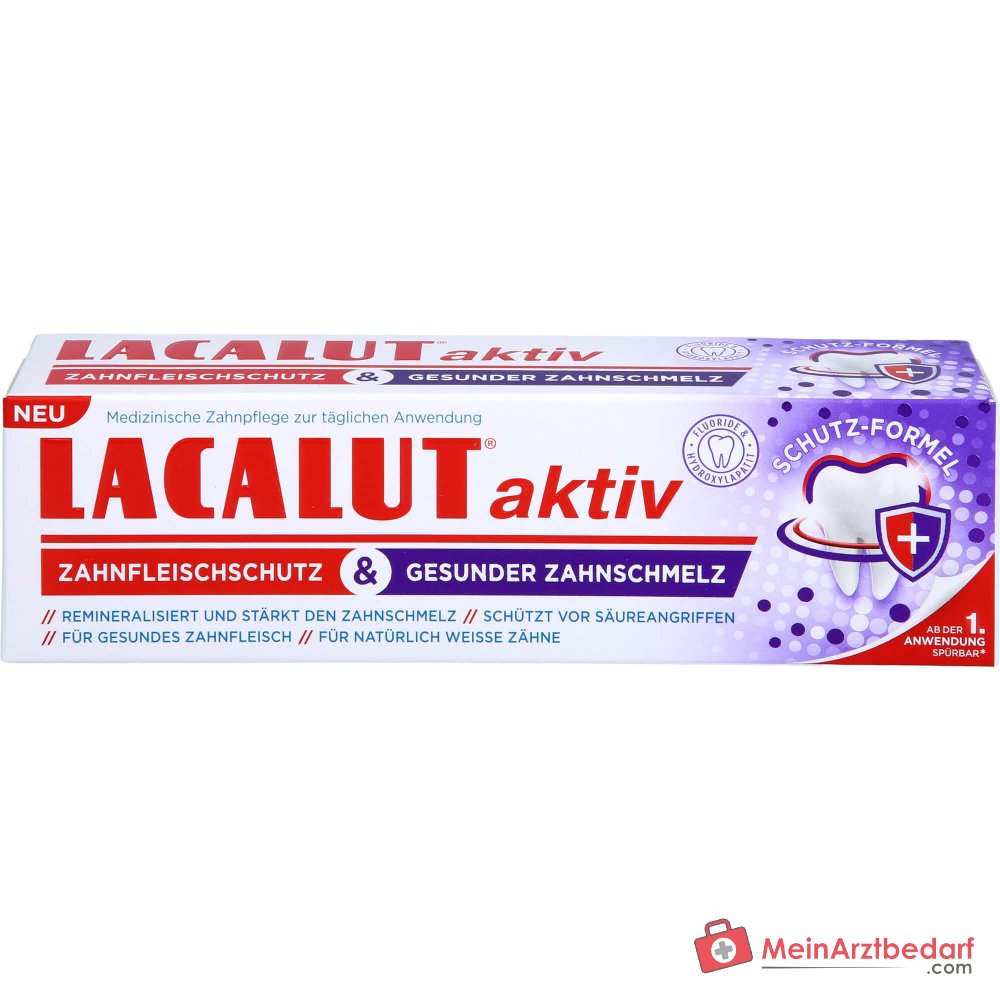 Lacalut aktiv Natriumfluorid / Olaflur / Hydroxylapatit Zahnpasta, 75 ml.