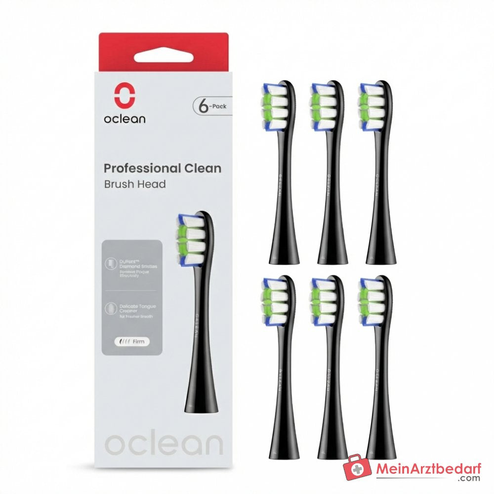 Oclean Professional Clean Bürstenkopf 6er-Pack mit DuPont Diamantborsten, FDA-zugelassen, kompatibel mit allen Oclean Zahnbürsten