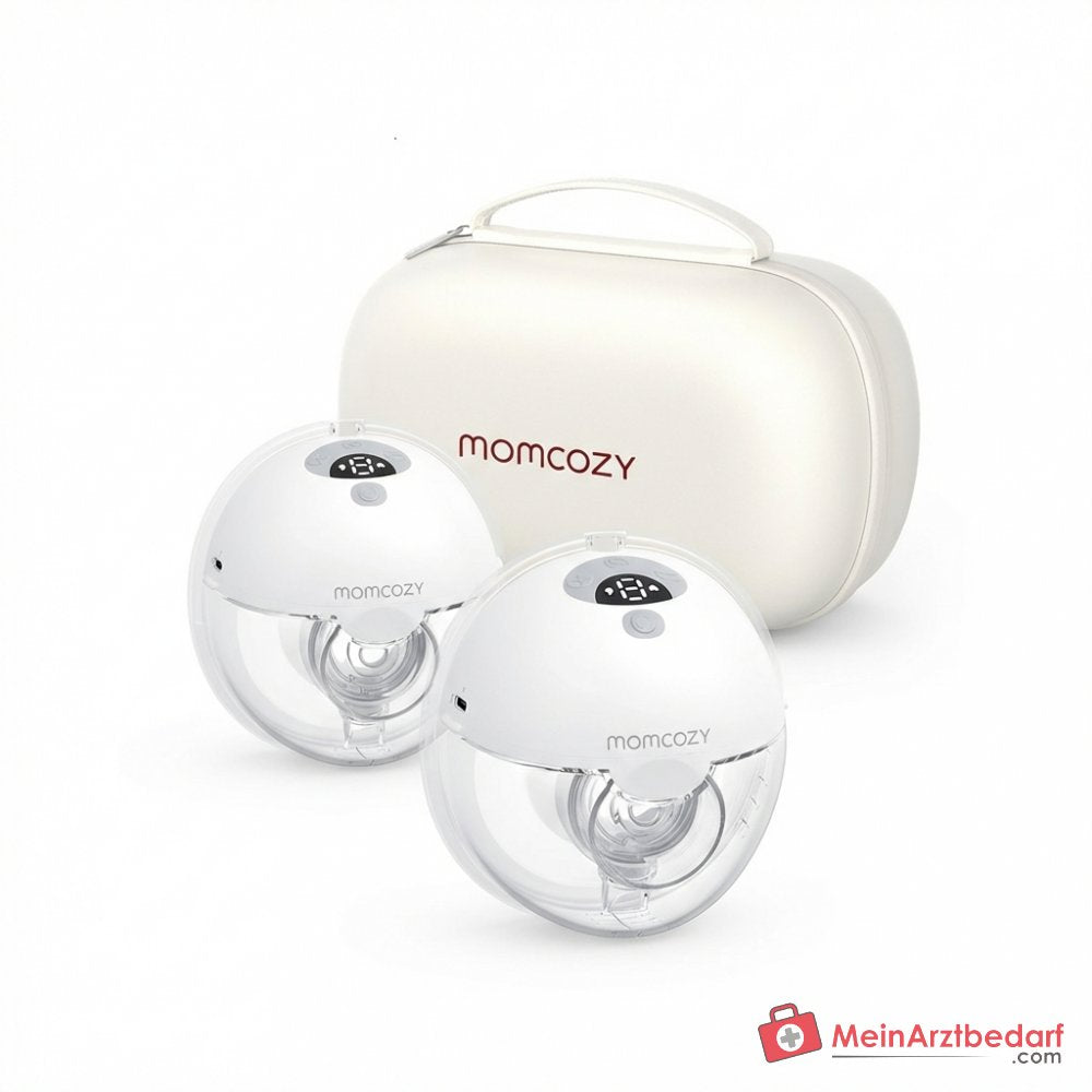 Momcozy M5 tiralatte portatile elettrico 230g, 3 modalità e 9 livelli di aspirazione, angolo di flangia di 105°, microvibrazione, senza mani, flangia da 24 mm, set da 2 pezzi