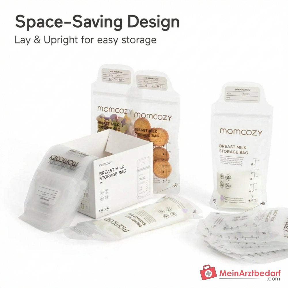 Momcozy moedermelkzakjes 180 ml met temperatuuraanduiding, dubbele ritssluiting, BPA-vrij, voor gesteriliseerd, 120 stuks