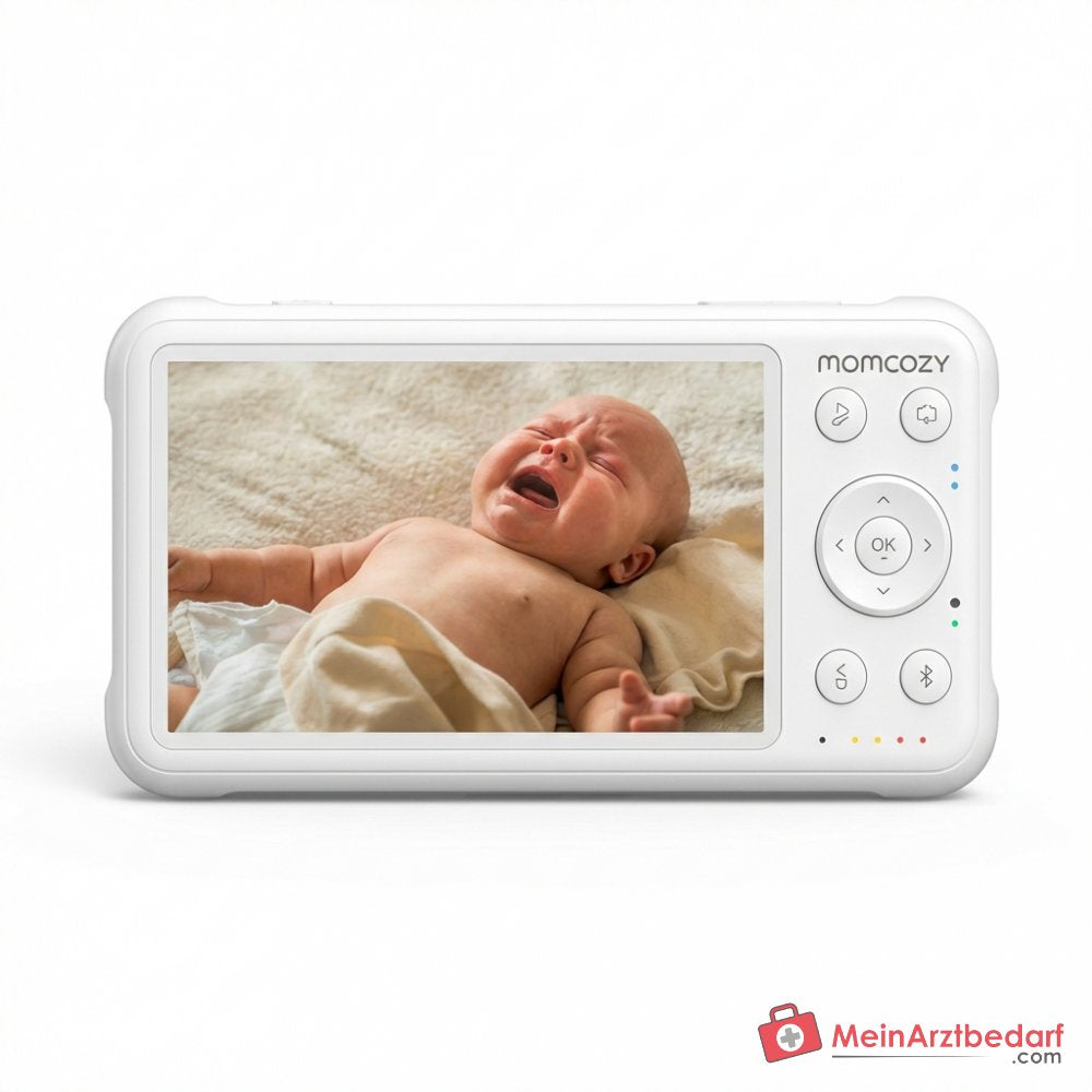Momcozy BM01 Video-babyphone 1080P Full HD, pantalla de 5 pulgadas, batería de 5000 mAh, giro de 360 grados, visión nocturna por infrarrojos, función VOX, audio bidireccional, sensor de temperatura, alcance de 960 pies, conexión FHSS sin WiFi.