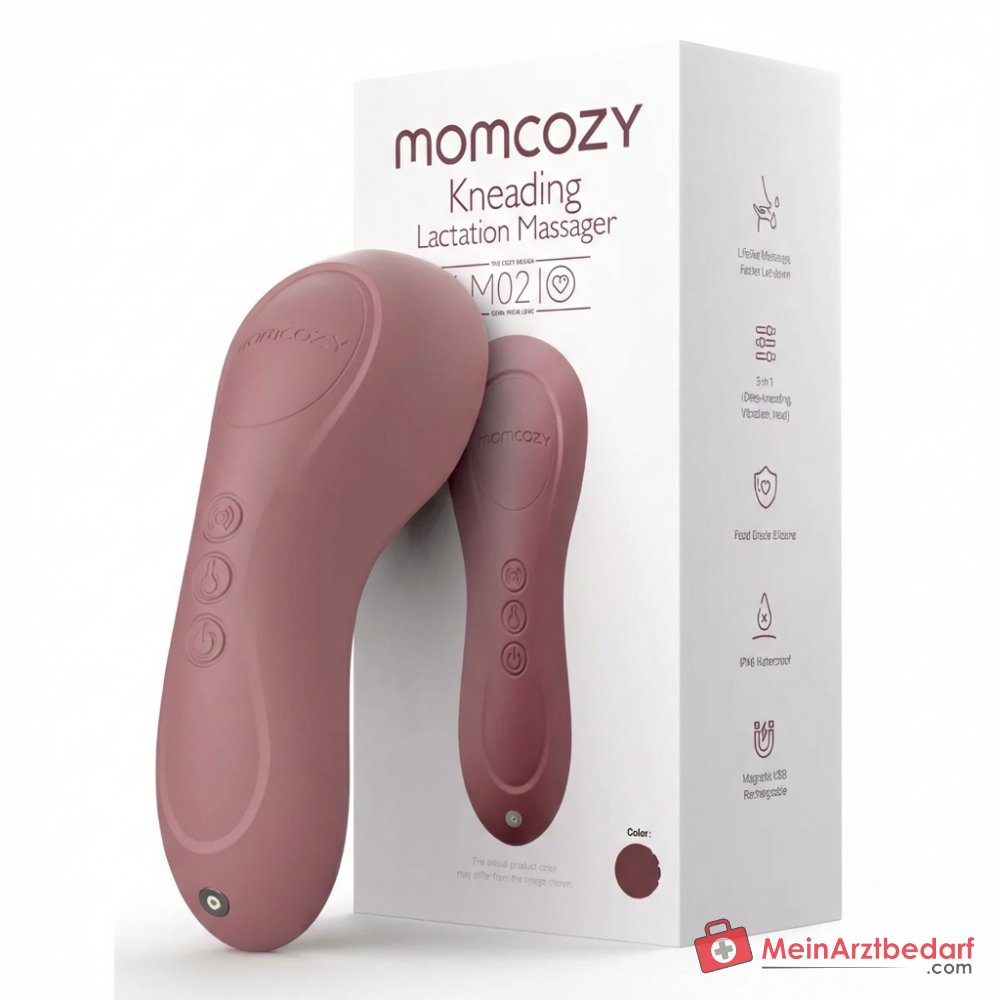 Momcozy LM02 Kneading Laktationsmassagegerät 3-in-1 mit Wärme und Vibration, 3 Knetgeschwindigkeiten, 6 Vibrationsmodi, 3 Heizstufen, IPX6 wasserdicht, 1200 mAh Akku