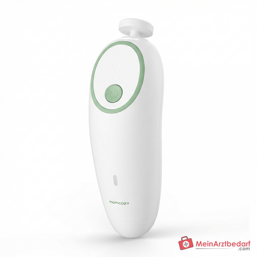 Momcozy NC02 Lima elettrica per unghie per bambini con luce ad anello a LED a 360°, 4 livelli di velocità, 7 testine di levigatura, silenziosa sotto i 35 dB, ricaricabile tramite USB-C.