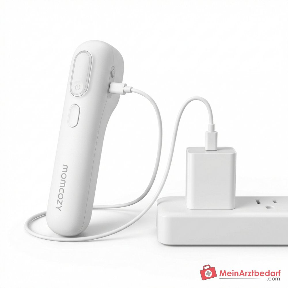 Momcozy NC02 Elektrische Baby-Nagelfeile mit 360° LED-Ringlicht, 4 Geschwindigkeitsstufen, 7 Schleifaufsätze, leise unter 35 dB, USB-C aufladbar