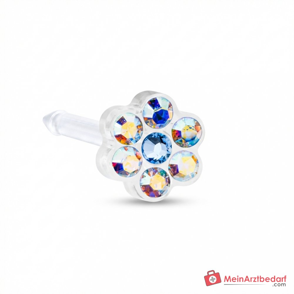 Blomdahl Erstohrstecker Daisy Kunststoff Blauer Regenbogen, 5 mm, 10 Stk..