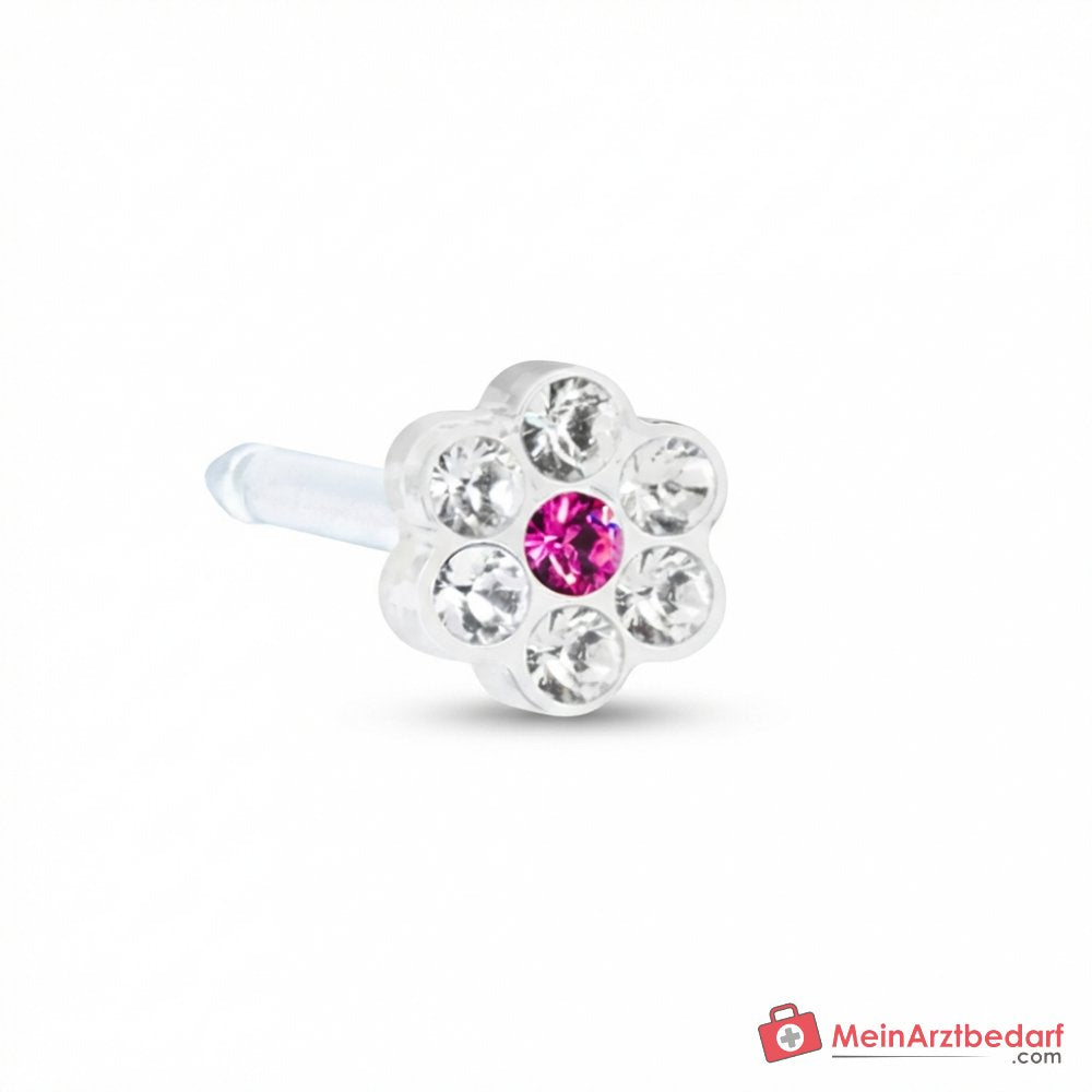 Blomdahl Erstohrstecker Daisy Kunststoff durchsichtig-rosa, 5 mm, 10 Stk..