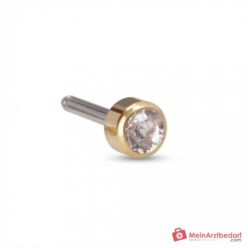 Blomdahl Erstohrstecker Bezel Titan gold mit Kristall, 4 mm, 10 Stk..