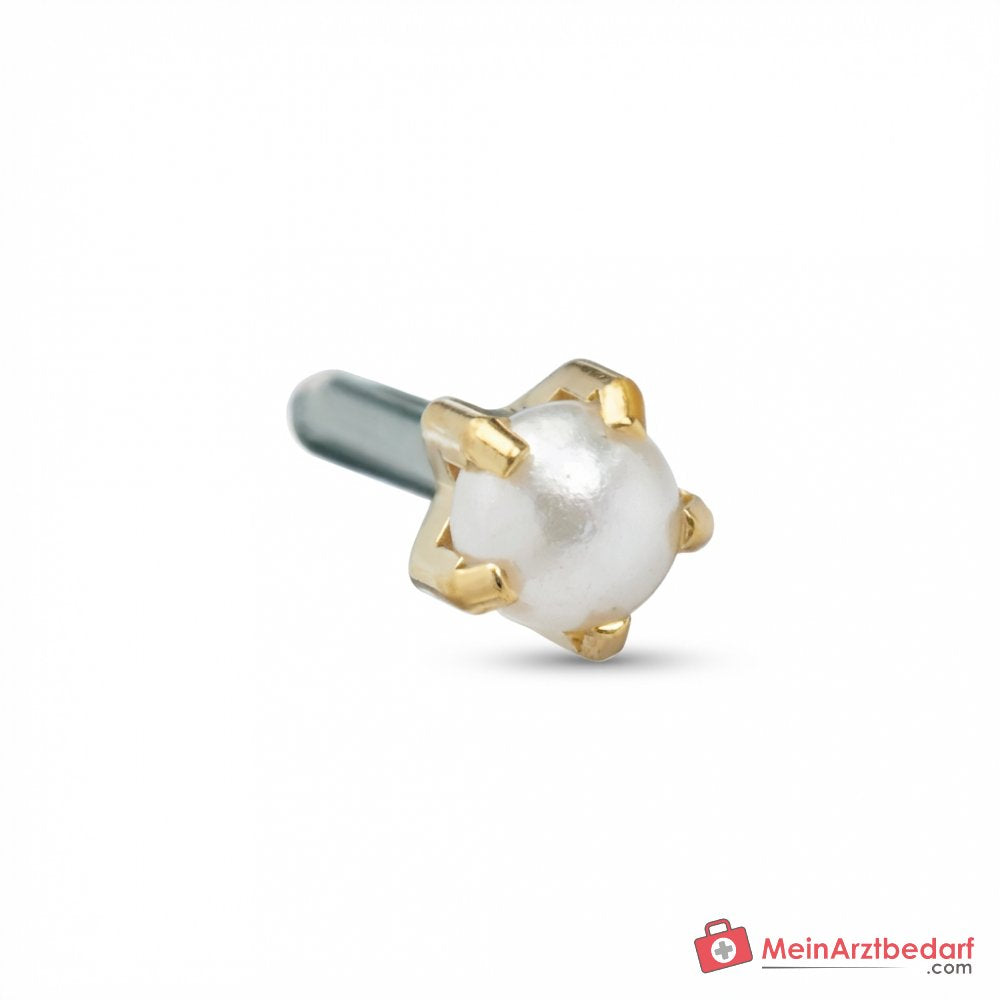 Blomdahl Erstohrstecker Tiffany Titan gold mit Perle, 4 mm, 10 Stk..