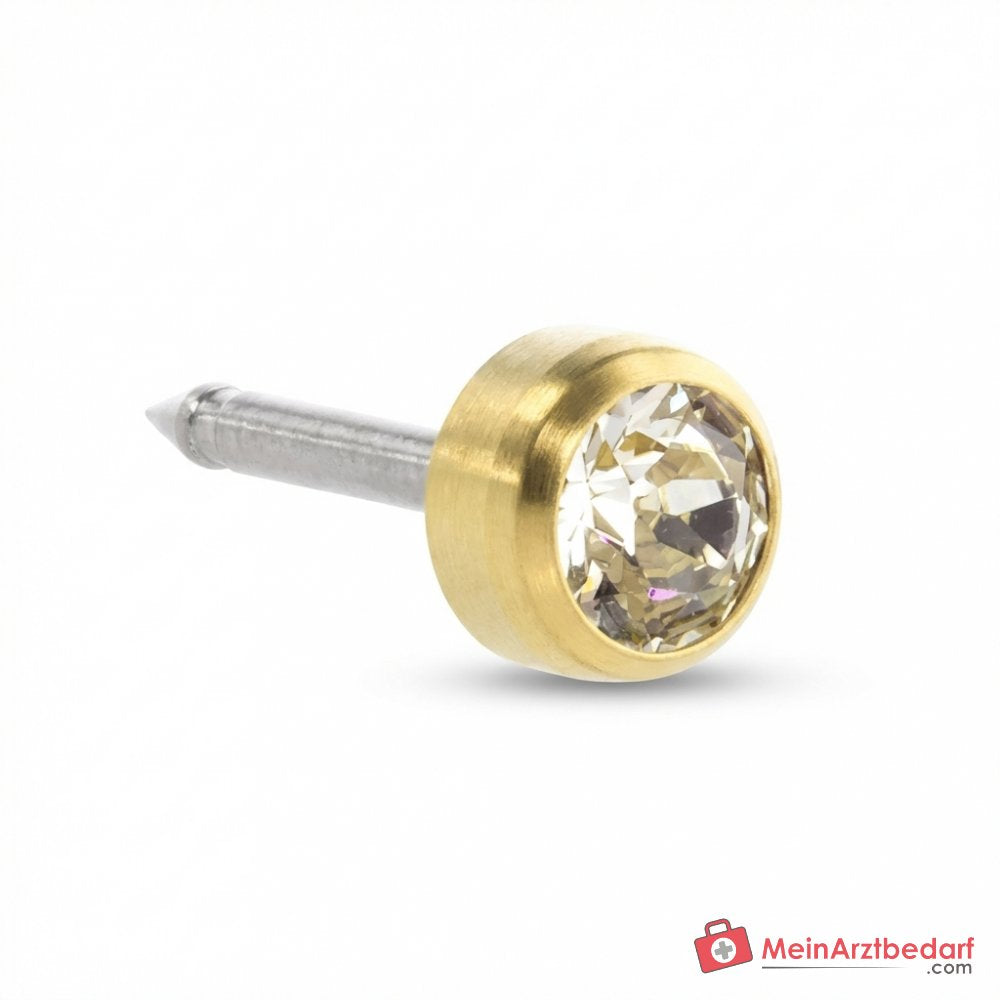 Blomdahl Erstohrstecker Bezel gold mit Kristall, 5 mm, 10 Stk..