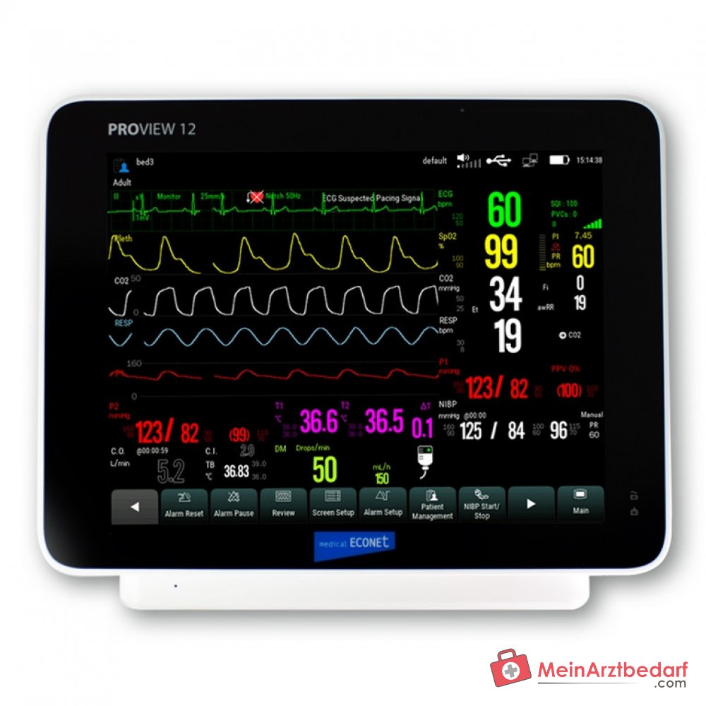 medical ECONET PROview monitor de pacientes 12 con EKG de 12 canales