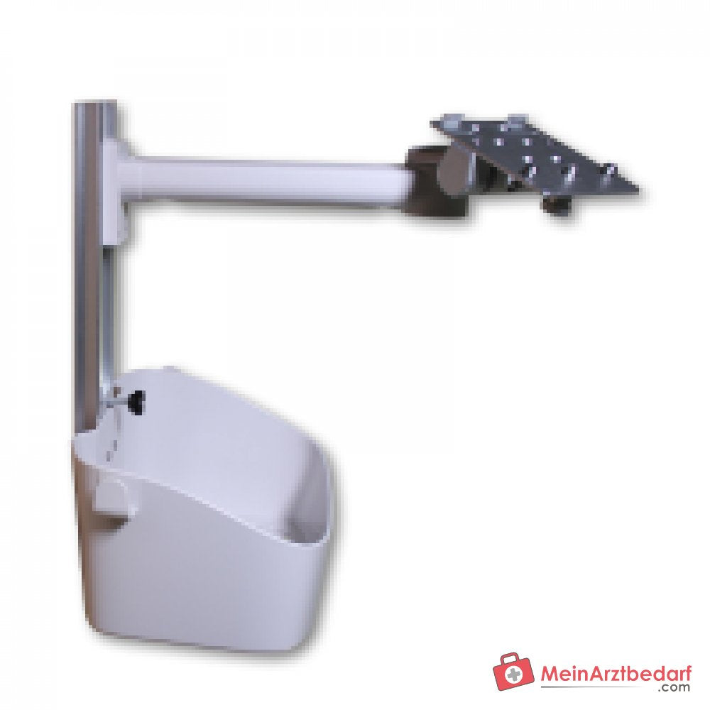 supporto a parete medical ECONET per monitor paziente PROview con braccio orientabile e vaschetta di stoccaggio