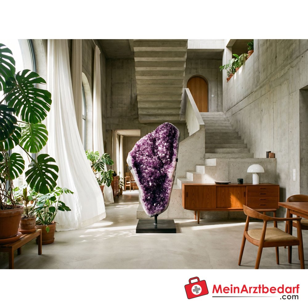 Amethyst-Freiform 103 cm A-Qualität Brasilien mit Stahlsockel Unikat.