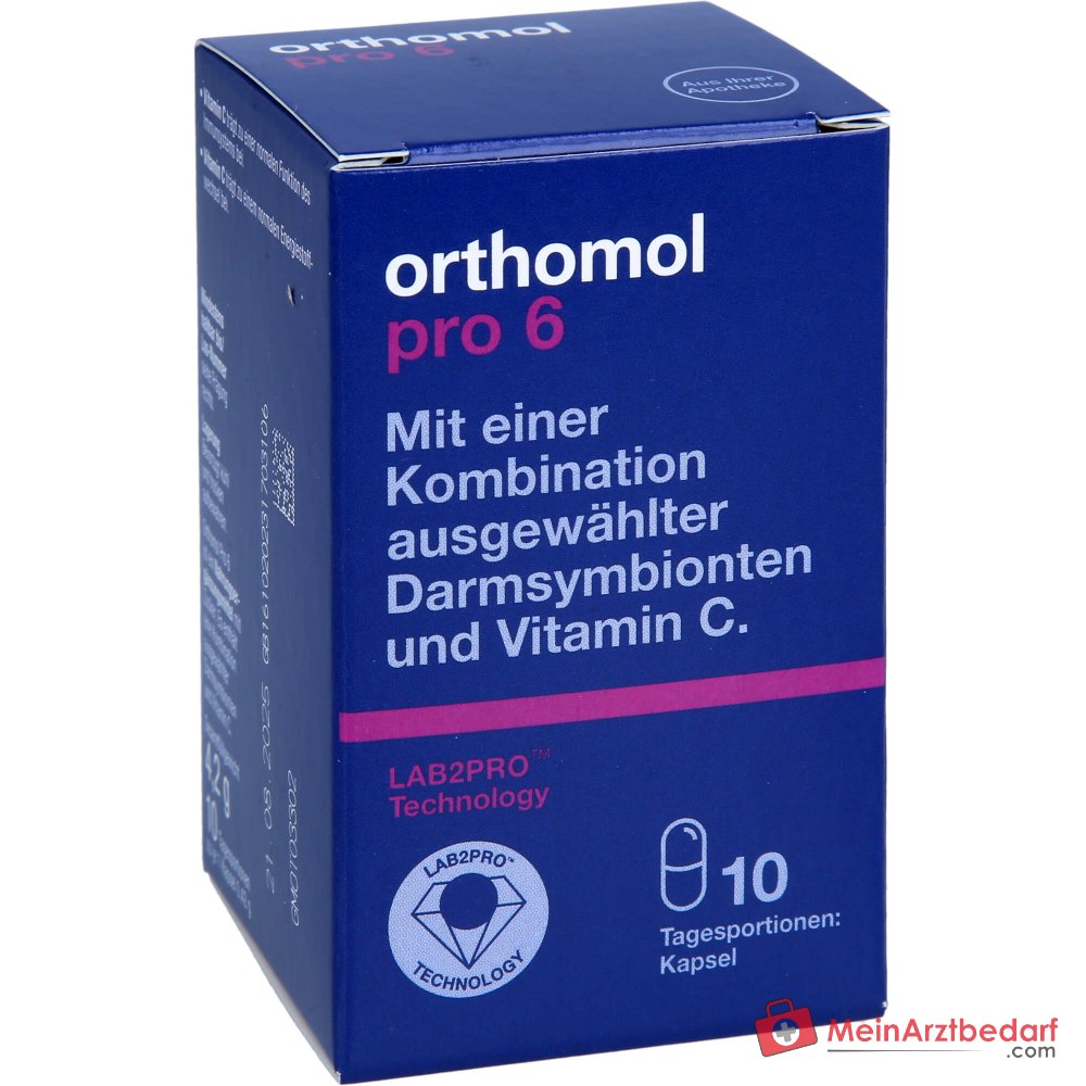 Orthomol Pro 6 Kapseln mit Darmsymbionten und Vitamin C, 10 St..